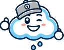 Storm Sprinklers cloud mascot with a friendly wink